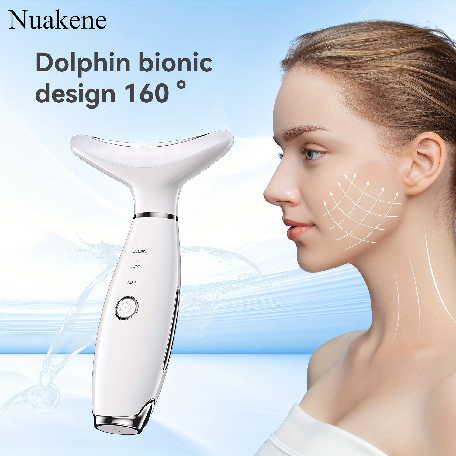 Rechargeable Facial And Neck Massager With Tri-Color LED And Heating Mode, Neck And Facial Skin Massage Care Tool