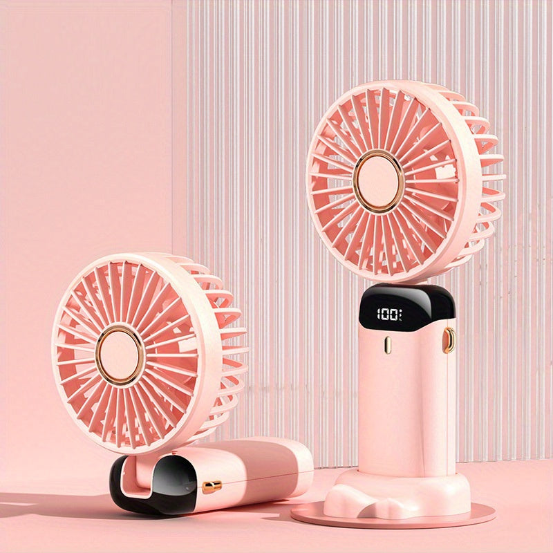 Mini Portable Fan, Handheld Fan Personal Mini Fan USB Rechargeable With 5 Speeds, 90° Foldable