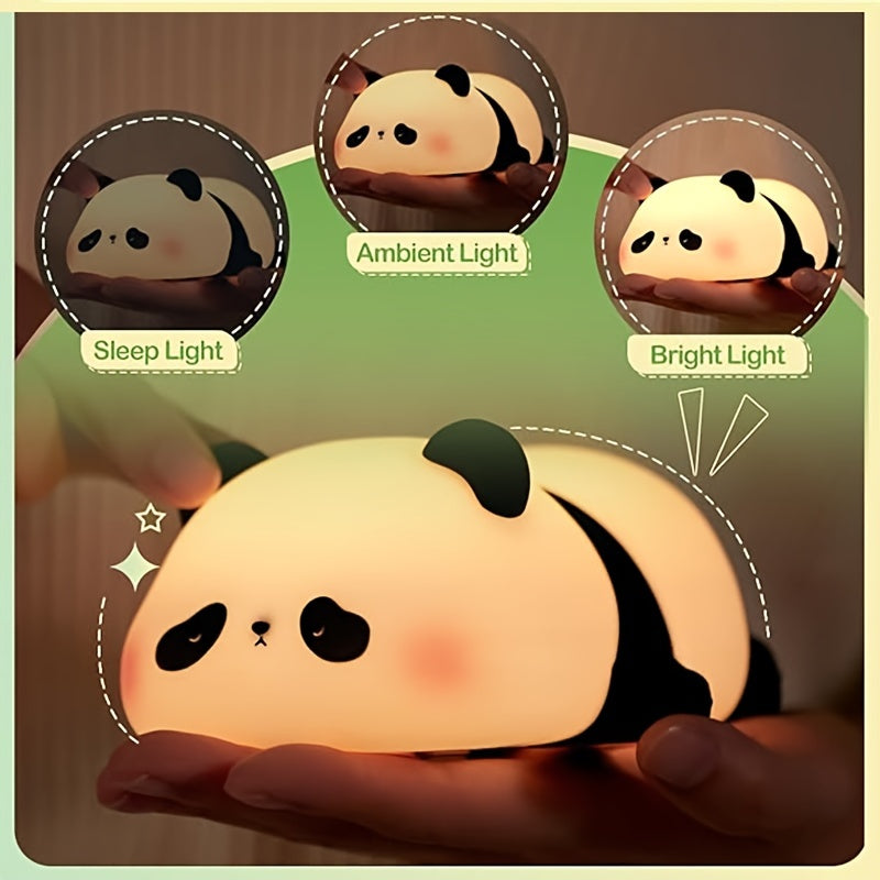 Cute Panda Night Light, LED Squishy Novelty Animal Night Lamp, Food Grade Silicone