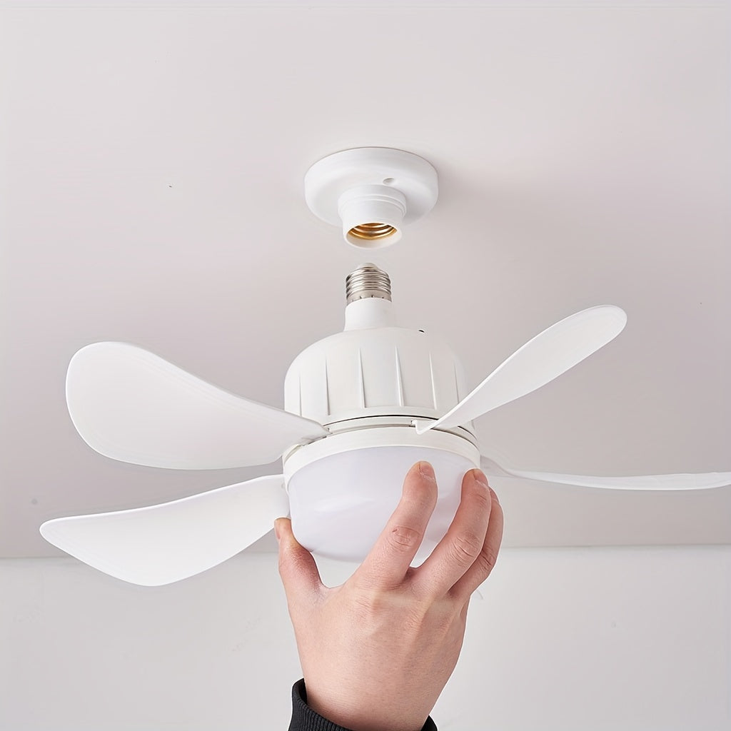 1 PC Socket Fan Ceiling Fan With Light And Remote, E27 Noiseless Ceiling Fans Dimmable Led Lights