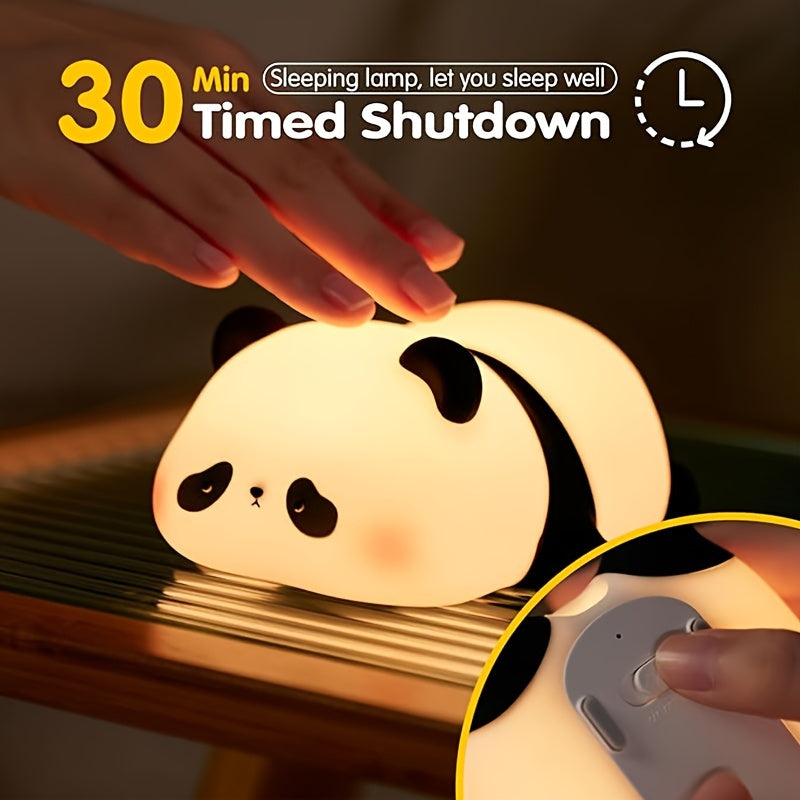 Cute Panda Night Light, LED Squishy Novelty Animal Night Lamp, Food Grade Silicone