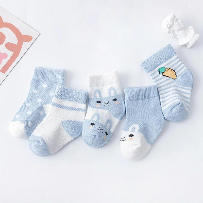 Cotton 5Pairs Baby Socks Newborn Baby Boy Socks 0-1-3-7Y Kids