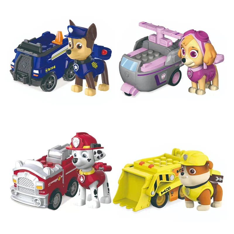 Genuine Paw Patrol Action Figure Chase Skye Car Toy Patchwork Blocks Fire Fighting inertia Taxiing Car Fall-resistant Boy Gift