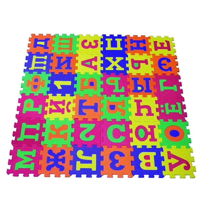 Russian Alphabet Mat Kids Play Cartoon EVA Learning Puzzle Toy Foam Interlocking Patchwork Floor Carpets 36 Pcs 14*14cm Big Size