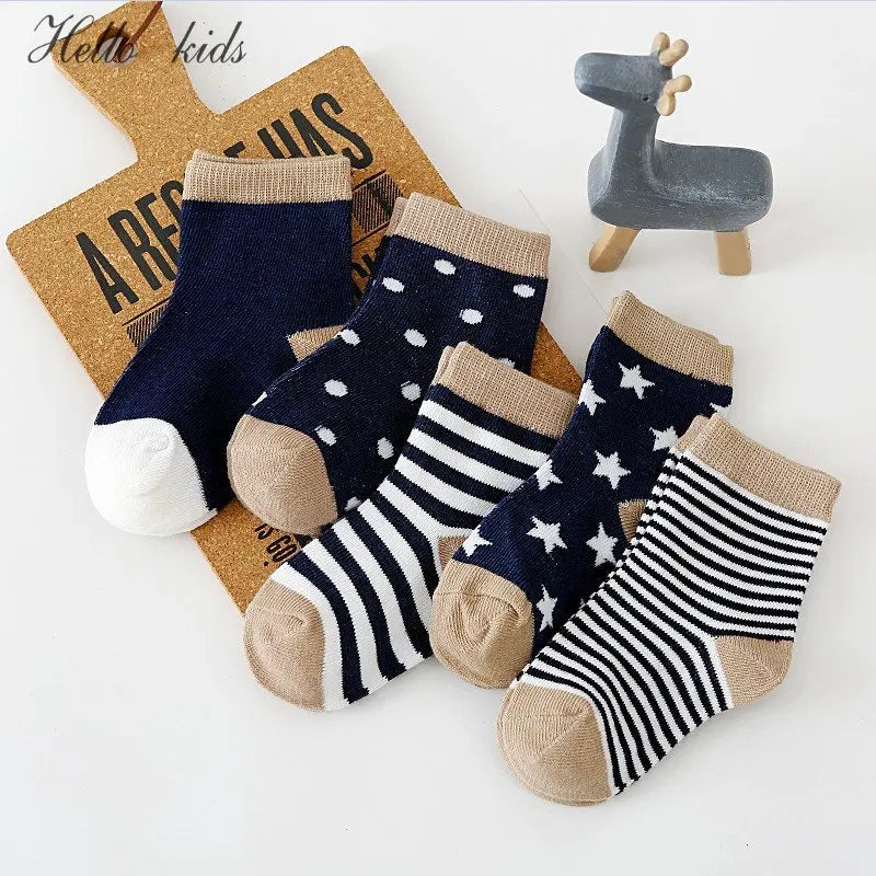 Cotton 5Pairs Baby Socks Newborn Baby Boy Socks 0-1-3-7Y Kids