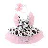 Toddler Baby Girls Romper Dress Headband Sets Infant Cow Print Tulle Clothes