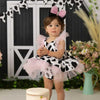 Toddler Baby Girls Romper Dress Headband Sets Infant Cow Print Tulle Clothes