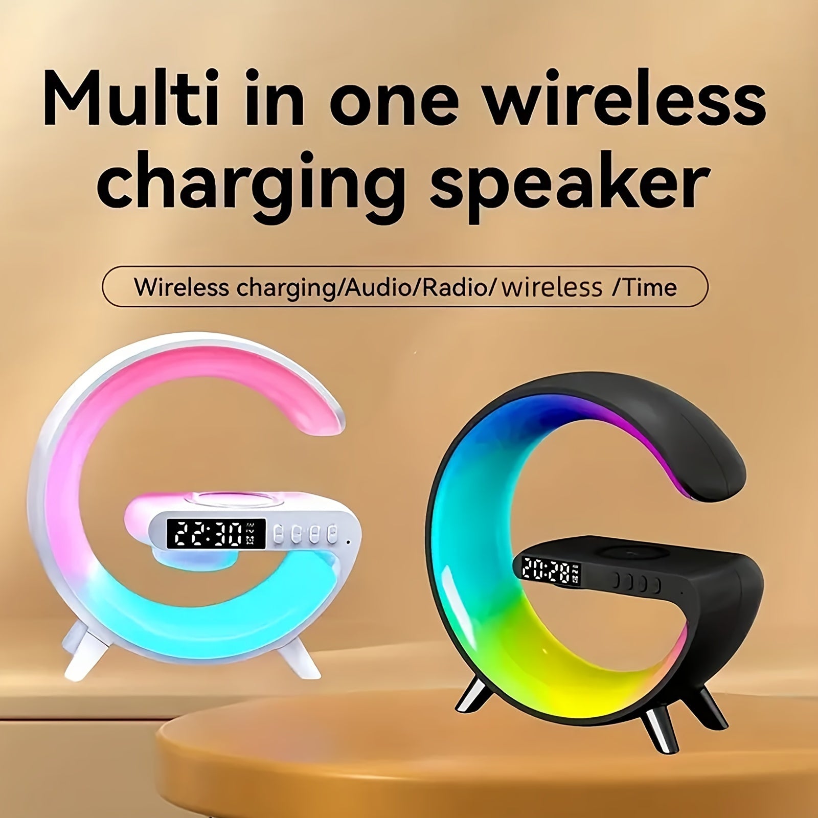 Multi-Function Wireless Speaker With Sunrise Alarm, RGB Rhythm Light & Fast Charging - Ideal Wake-Up Table Lamp For Bedrooms