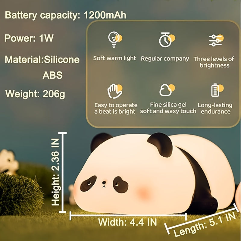 Cute Panda Night Light, LED Squishy Novelty Animal Night Lamp, Food Grade Silicone