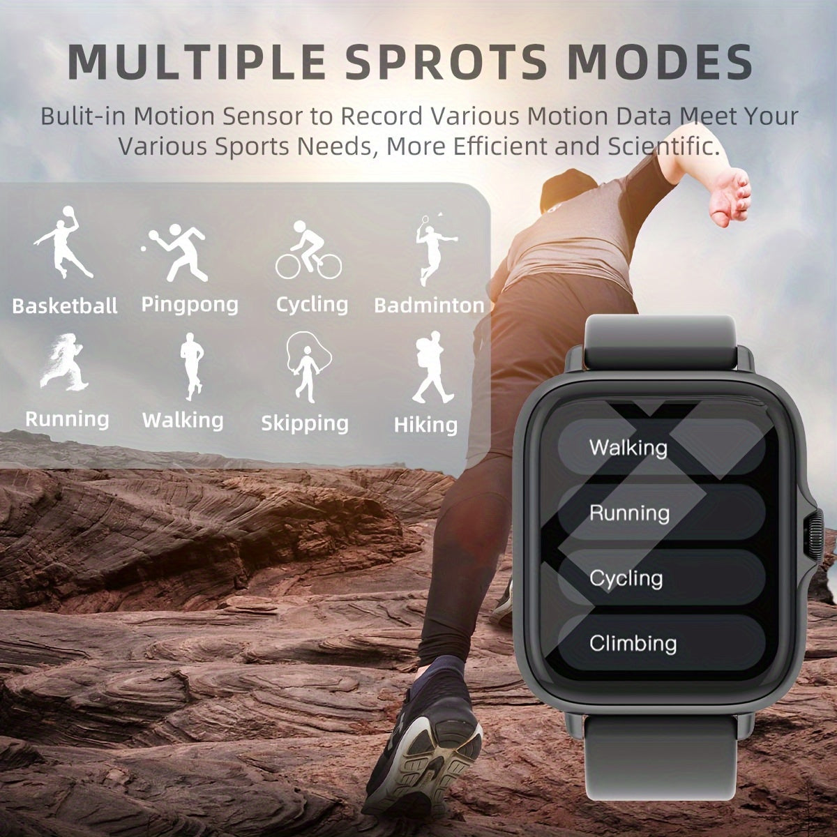 SmartFit Pro Watch - 1.83'' Full Touch Screen, Wireless Calling & Messaging, Pedometer, Heart Rate Monitor, Android-Compatible